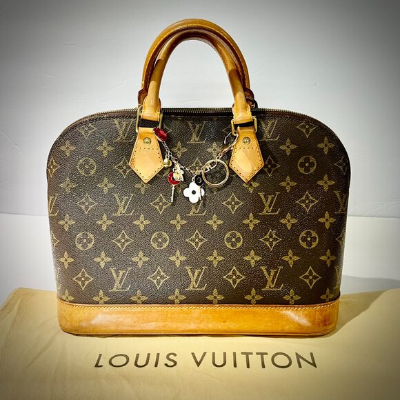 SOLD-Authentic Louis Vuitton Alma Satchel Bag MM Medium Monogram with Dust Bag - Picture 8 of 9